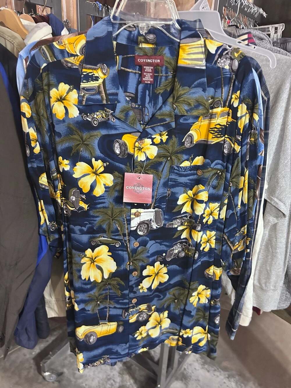 Covington Men's Classic Car Tropical Rayon Hawaiian Shirt Size XL